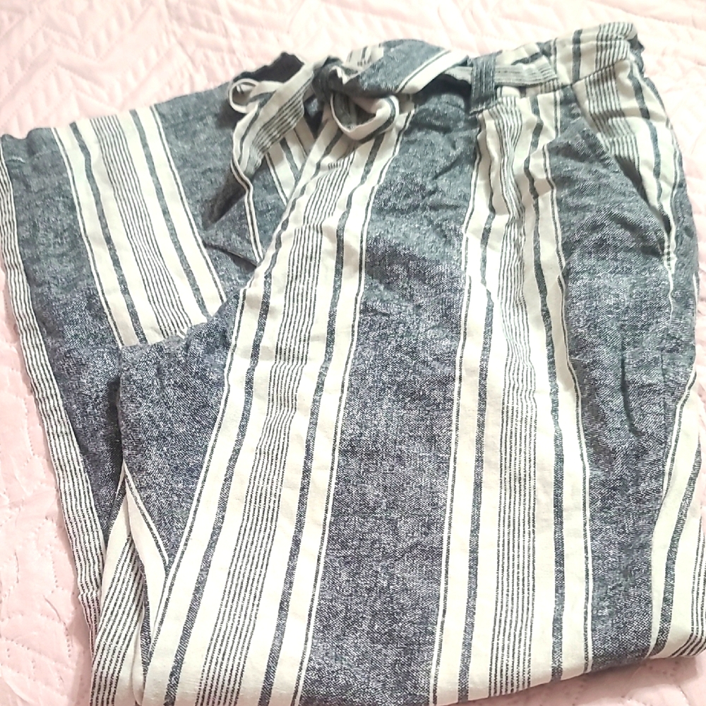 Striped Blue and White Linen Pants